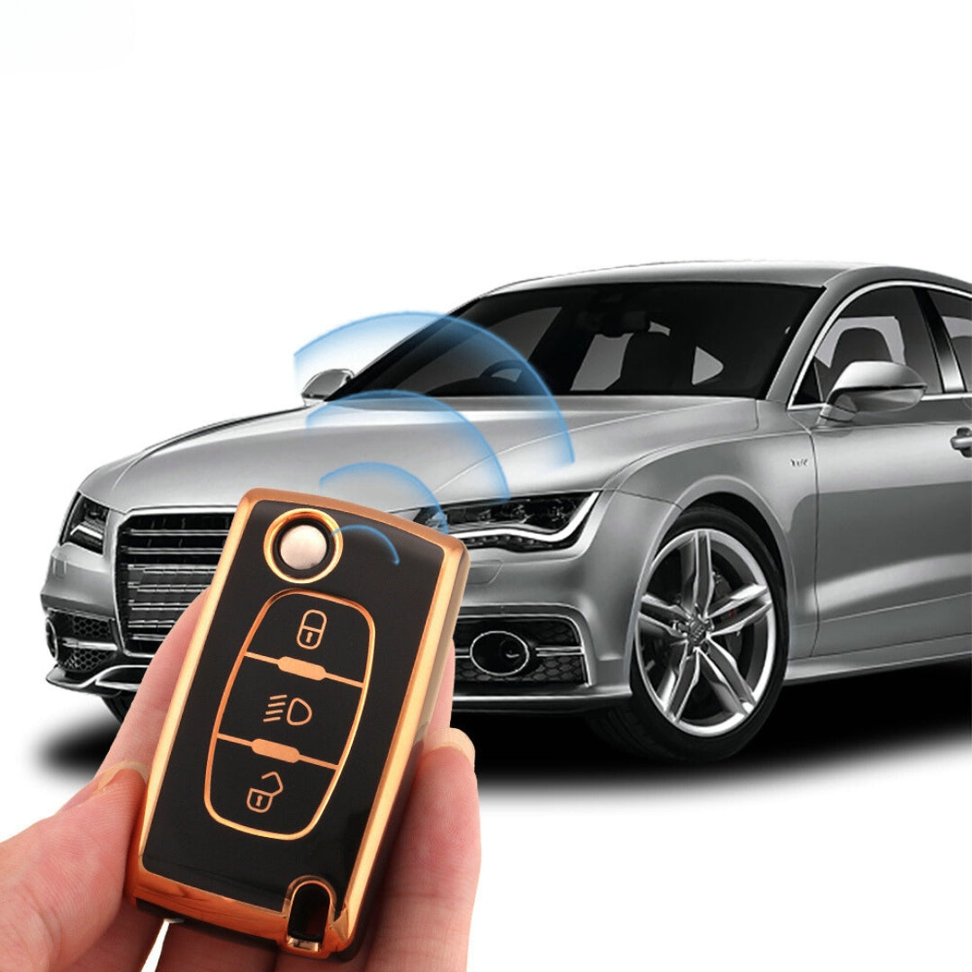 プジョー 107、207、307、308、407、607、3008、5008 用キーケース(ライトボタン対応)